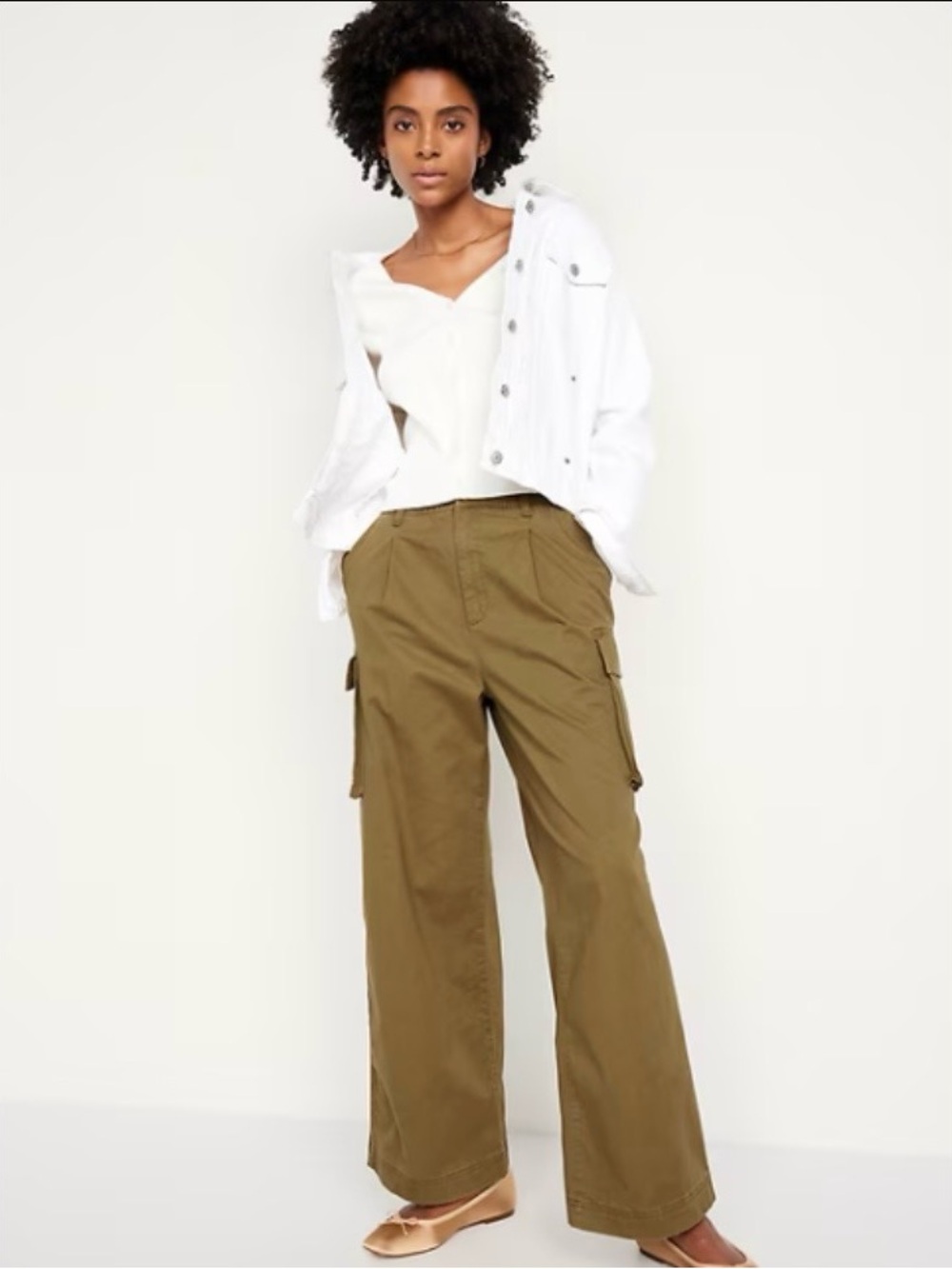 Old Navy Extra High Waisted Olive Wide-Leg Cargo Pants Wms XS